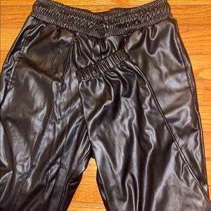 Leather jogger pants